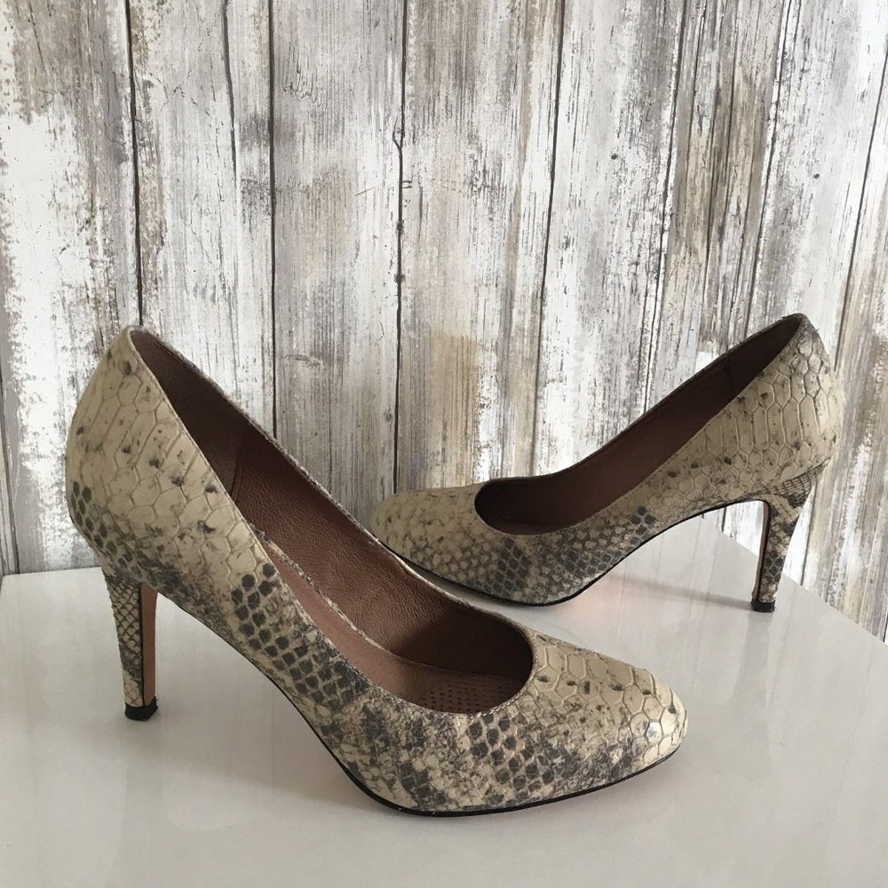 Corso Como Python Del Beige Black Gray Heels 7.5 - image 2